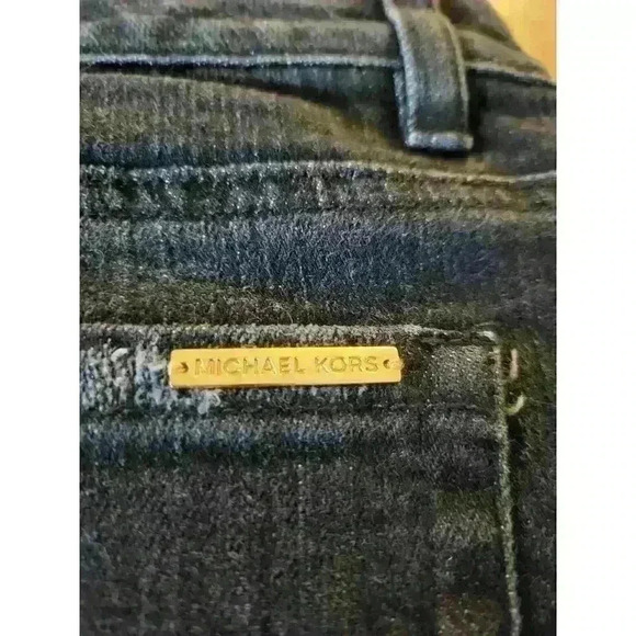Michael Kors Dark Wash Skinny Jeans Gold Button Keychain Accessory Size 10 - Picture 8 of 10